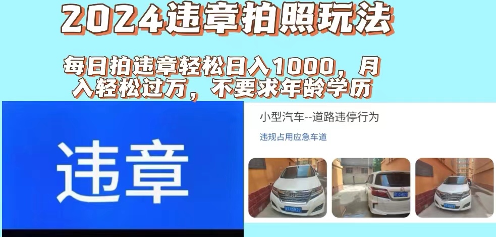 2024违章拍照新玩法，推广躺赚+拍照赚钱双模式，日入1000+-网亿资源平台