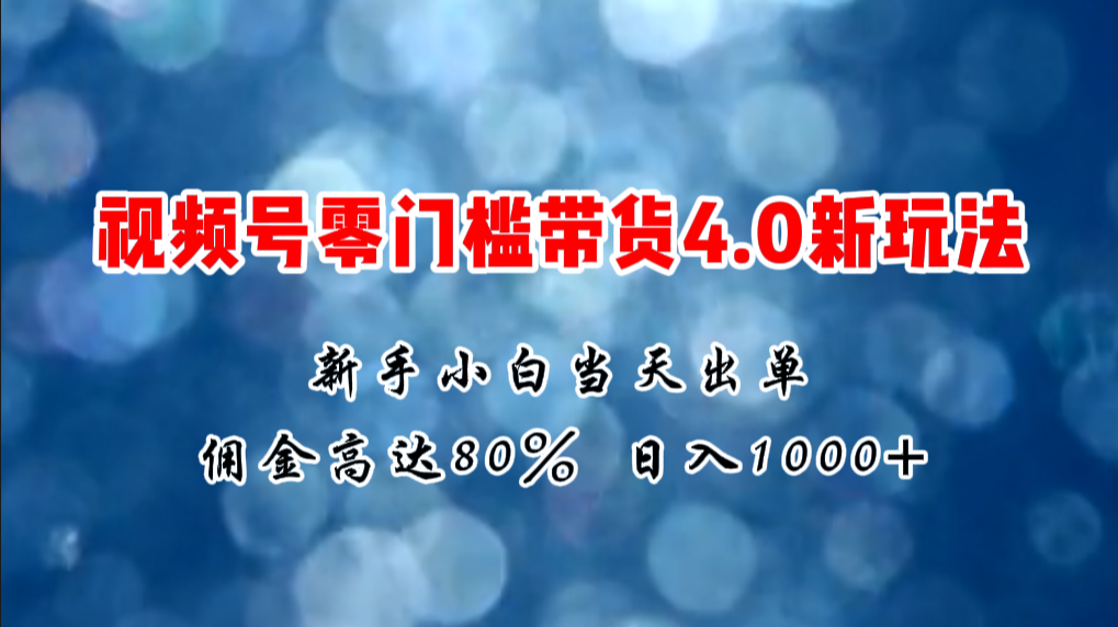 微信视频号零门槛带货4.0新玩法，新手小白当天见收益-网亿资源平台