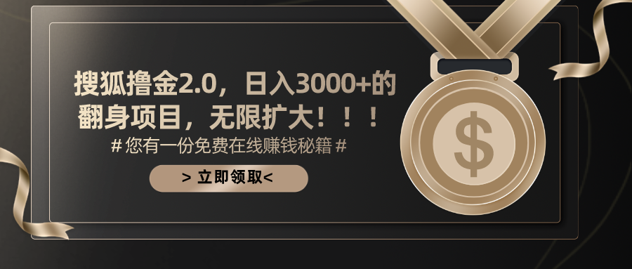 搜狐撸金2.0日入3000+，可无限扩大的翻身项目-网亿资源平台
