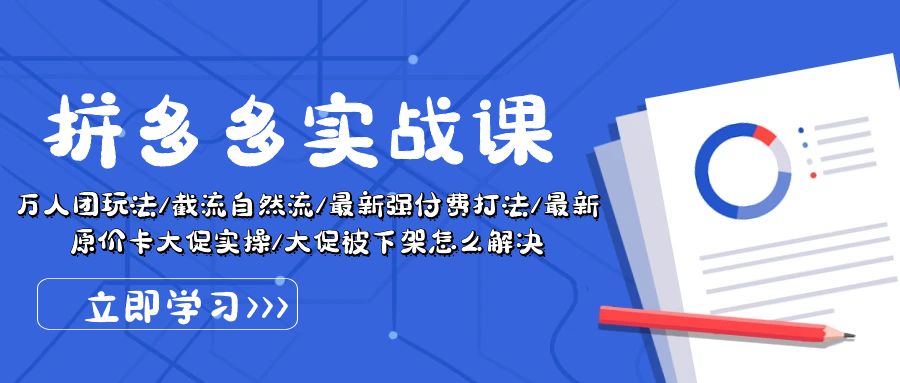 拼多多·实战课：万人团玩法/截流自然流/最新强付费打法/-网亿资源平台