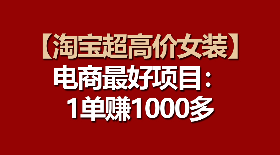 淘宝超高价女装项目：一单赚1000多-网亿资源平台