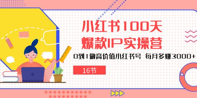 小红书100天-爆款IP实操营，0到1做高价值小红书号 每月多赚3000+-网亿资源平台