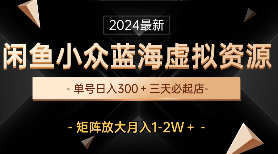 最新闲鱼小众蓝海虚拟资源，单号日入300＋，三天必起店，矩阵放大月入1-2W-网亿资源平台