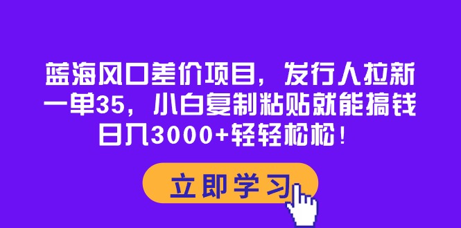 蓝海风口差价项目，发行人拉新，一单35，小白复制粘贴就能搞钱！-网亿资源平台