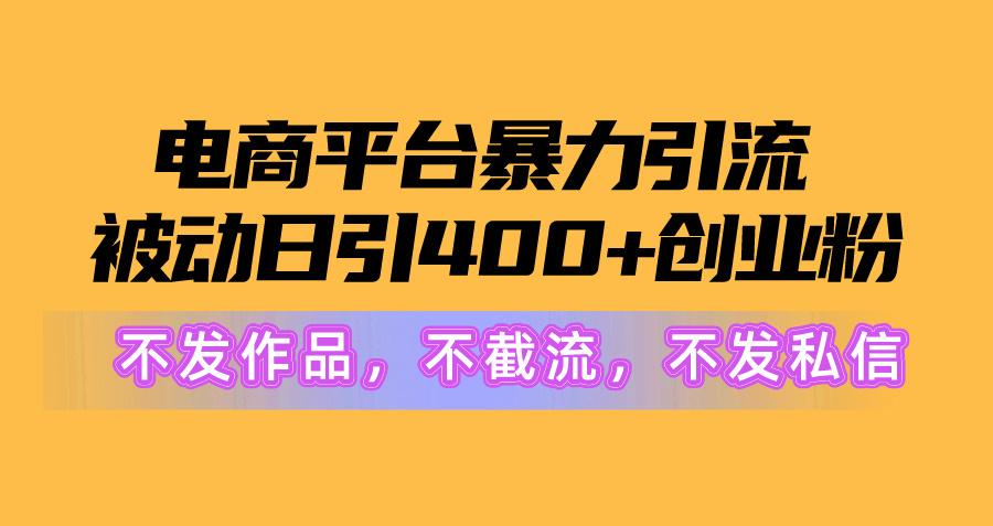 电商平台暴力引流,被动日引400+创业粉不发作品，不截流，不发私信-网亿资源平台