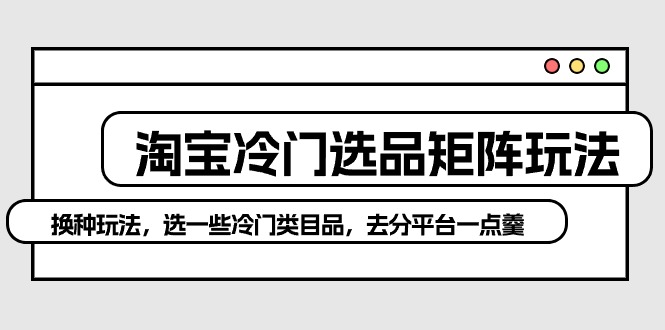 淘宝冷门选品矩阵玩法：换种玩法，选一些冷门类目品，去分平台一点羹-网亿资源平台