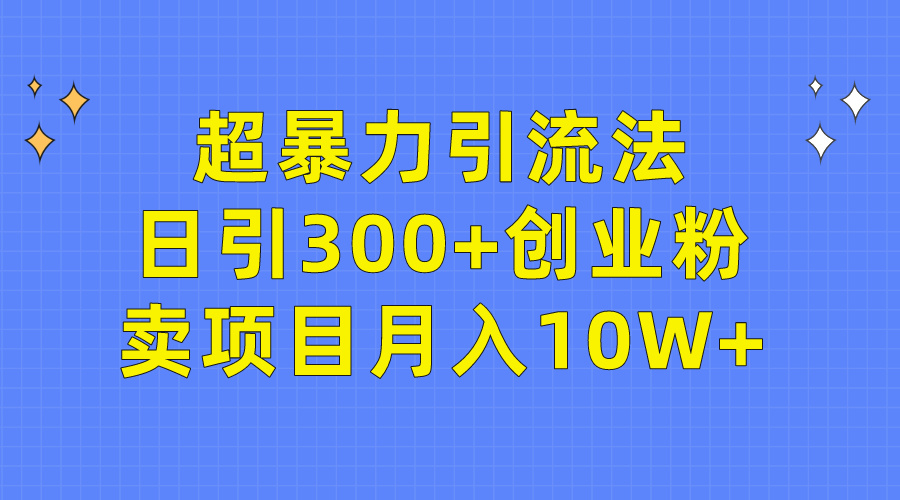 超暴力引流法，日引300+创业粉，卖项目月入10W+-网亿资源平台
