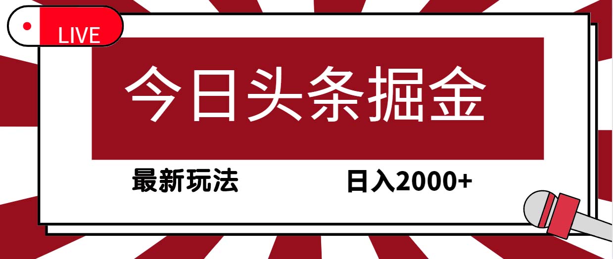 今日头条掘金，30秒一篇文章，最新玩法，日入2000+-网亿资源平台
