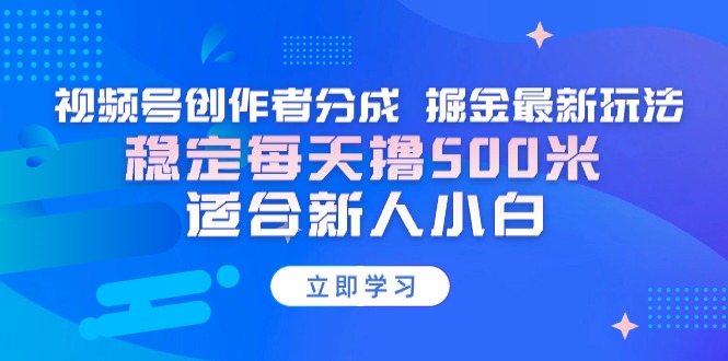 视频号创作者分成 掘金最新玩法 稳定每天撸500米 适合新人小白-网亿资源平台