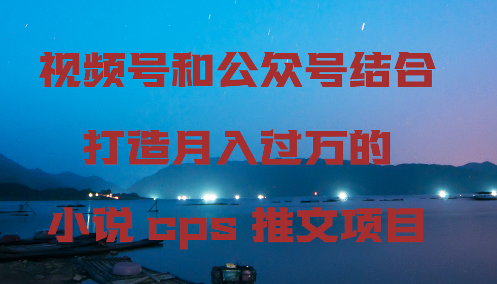 视频号和公众号结合打造月入过万的小说cps推文项目-网亿资源平台