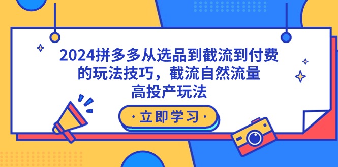 2024拼多多从选品到截流到付费的玩法技巧，截流自然流量玩法，高投产玩法-网亿资源平台