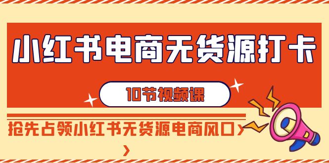 小红书电商-无货源打卡，抢先占领小红书无货源电商风口（10节课）-网亿资源平台