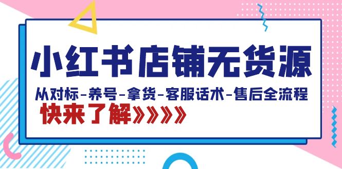 小红书店铺无货源：从对标-养号-拿货-客服话术-售后全流程（20节课）-网亿资源平台