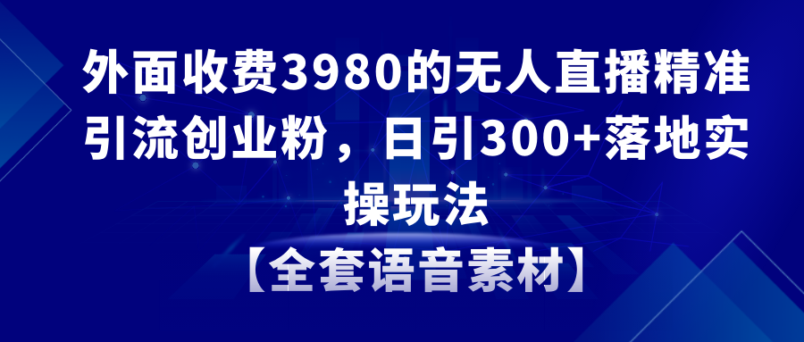 无人直播精准引流创业粉，日引300+落地实操玩法【全套语音素材】-网亿资源平台