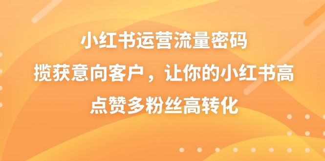 小红书运营流量密码，揽获意向客户，让你的小红书高点赞多粉丝高转化-网亿资源平台