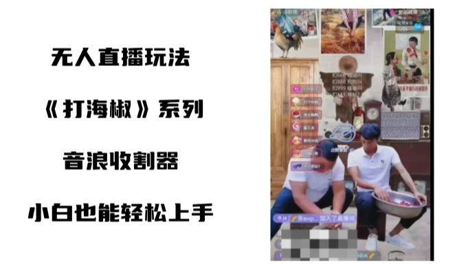 打海椒无人直播整蛊项目，小白轻松上手撸音浪收割器（教程+工具+素材）-网亿资源平台