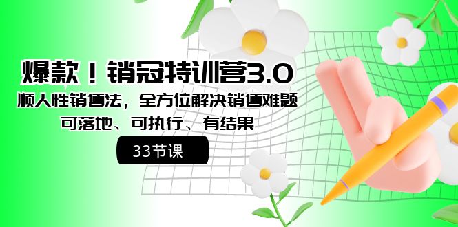 销冠特训营3.0之顺人性销售法，全方位解决销售难题、可落地-网亿资源平台