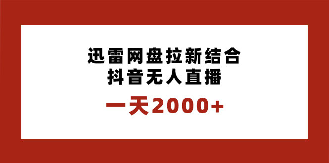 一天2000+迅雷网盘拉新结合抖音无人直播，独创玩法保姆级教学-网亿资源平台