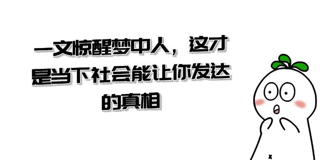 某公众号付费文章《一文 惊醒梦中人，这才是当下社会能让你发达的真相》-网亿资源平台