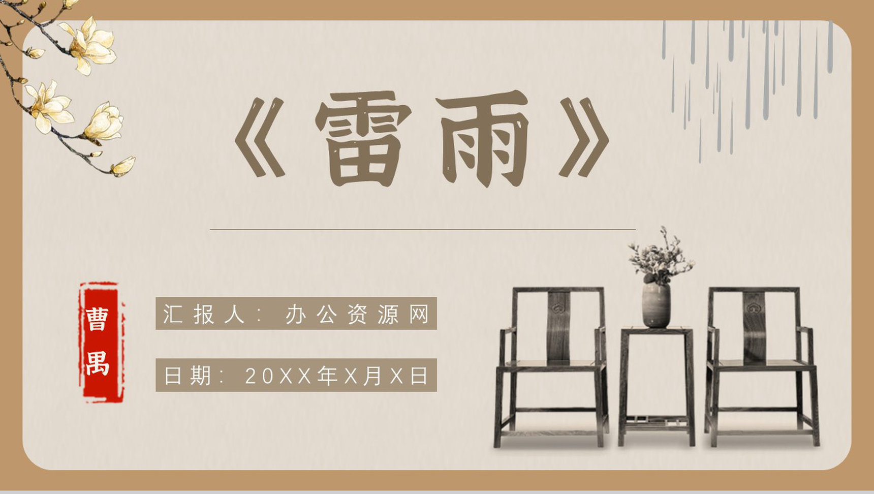 中学必读名著曹禺《雷雨》人物分析名著逻辑梳理PPT模板-网亿资源平台