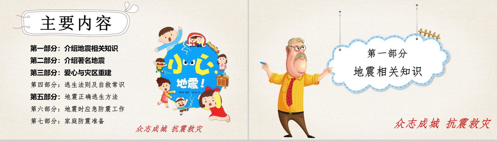 手捧爱心创意抗震救灾主题班会PPT模板-网亿资源平台