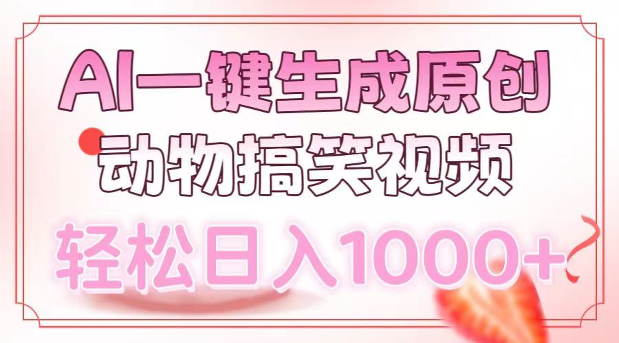 AI一键生成原创动物搞笑视频，轻松日入1000+-网亿资源平台