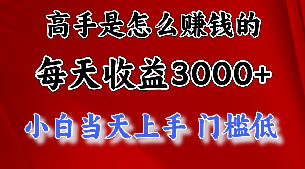 高手是怎么赚钱的，一天收益3000+ 这是穷人逆风翻盘的一个项目，非常…-网亿资源平台