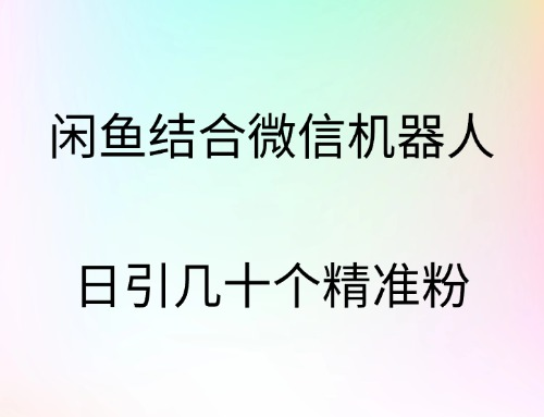 闲鱼结合微信机器人，日引几十个精准粉-网亿资源平台