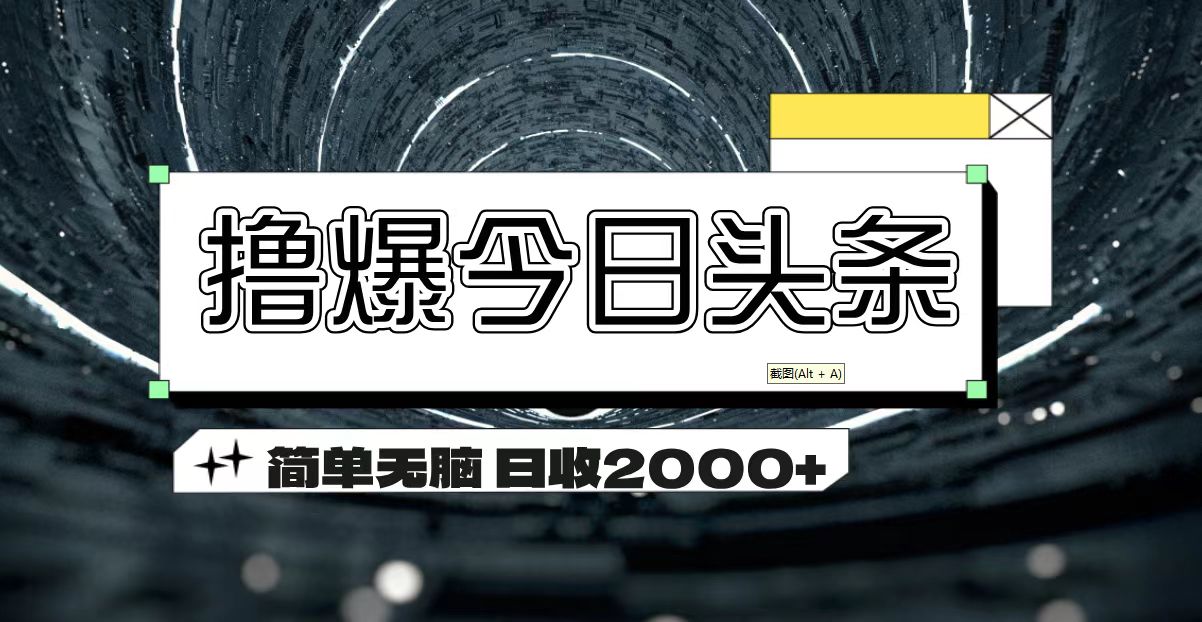 撸爆今日头条 简单无脑操作 日收2000+-网亿资源平台
