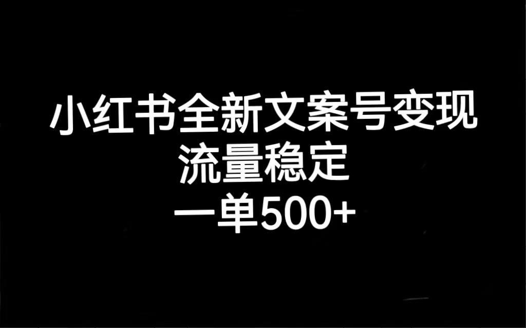 小红书全新文案号变现，流量稳定，一单收入500+-网亿资源平台
