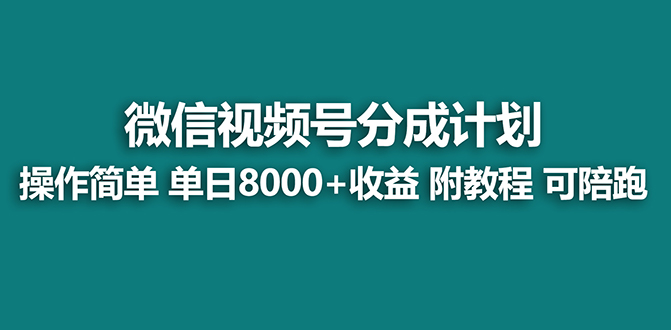 【蓝海项目】视频号分成计划最新玩法，单天收益8000+，附玩法教程-网亿资源平台