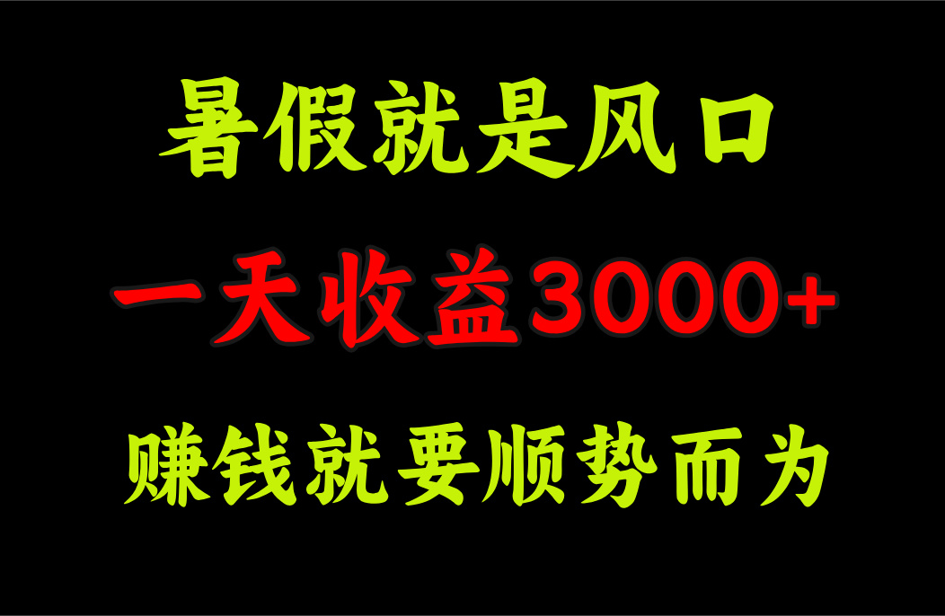 一天收益3000+ 赚钱就是顺势而为，暑假就是风口-网亿资源平台