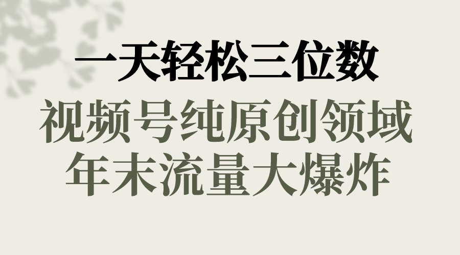 一天轻松三位数，视频号纯原创领域，春节童子送祝福，年末流量大爆炸，-网亿资源平台
