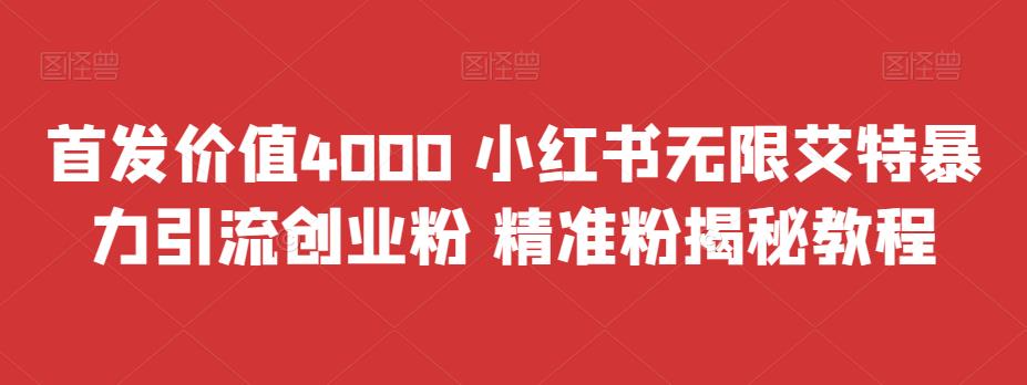 首发价值4000 小红书无限艾特暴力引流创业粉 精准粉揭秘教程-网亿资源平台