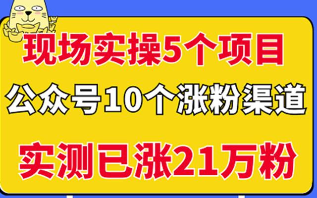 现场实操5个公众号项目，10个涨粉渠道，实测已涨21万粉！￼-网亿资源平台