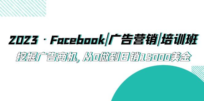 2023·Facebook|广告营销|培训班，挖掘广告商机，从0做到日销15000美金-网亿资源平台