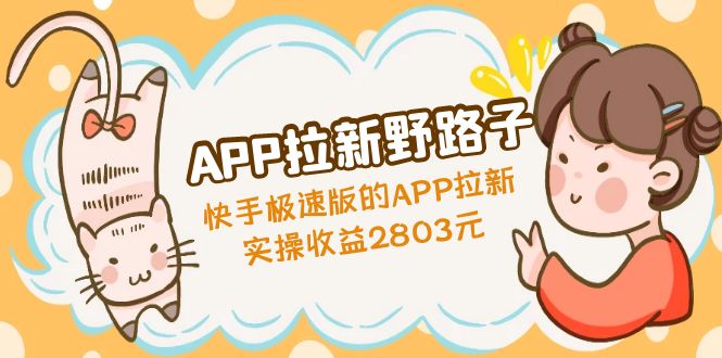 APP拉新野路子：快手极速版的APP拉新赚，实操收益2803元-网亿资源平台