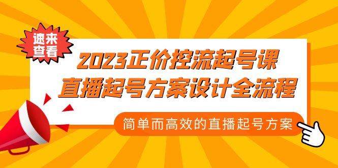 2023正价控流-起号课，直播起号方案设计全流程，简单而高效的直播起号方案-网亿资源平台