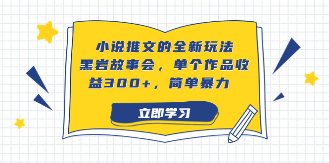 小说推文的全新玩法，黑岩故事会，单个作品收益300+，简单暴力-网亿资源平台