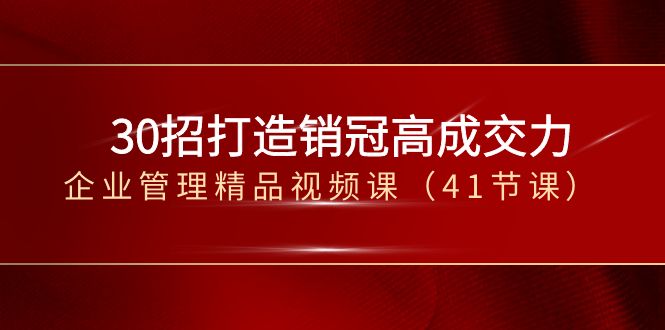 30招-打造销冠高成交力-企业管理精品视频课（41节课）-网亿资源平台