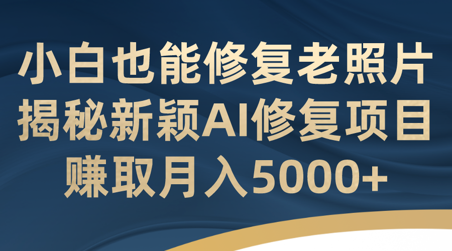 小白也能修复老照片！揭秘新颖AI修复项目，赚取月入5000+-网亿资源平台