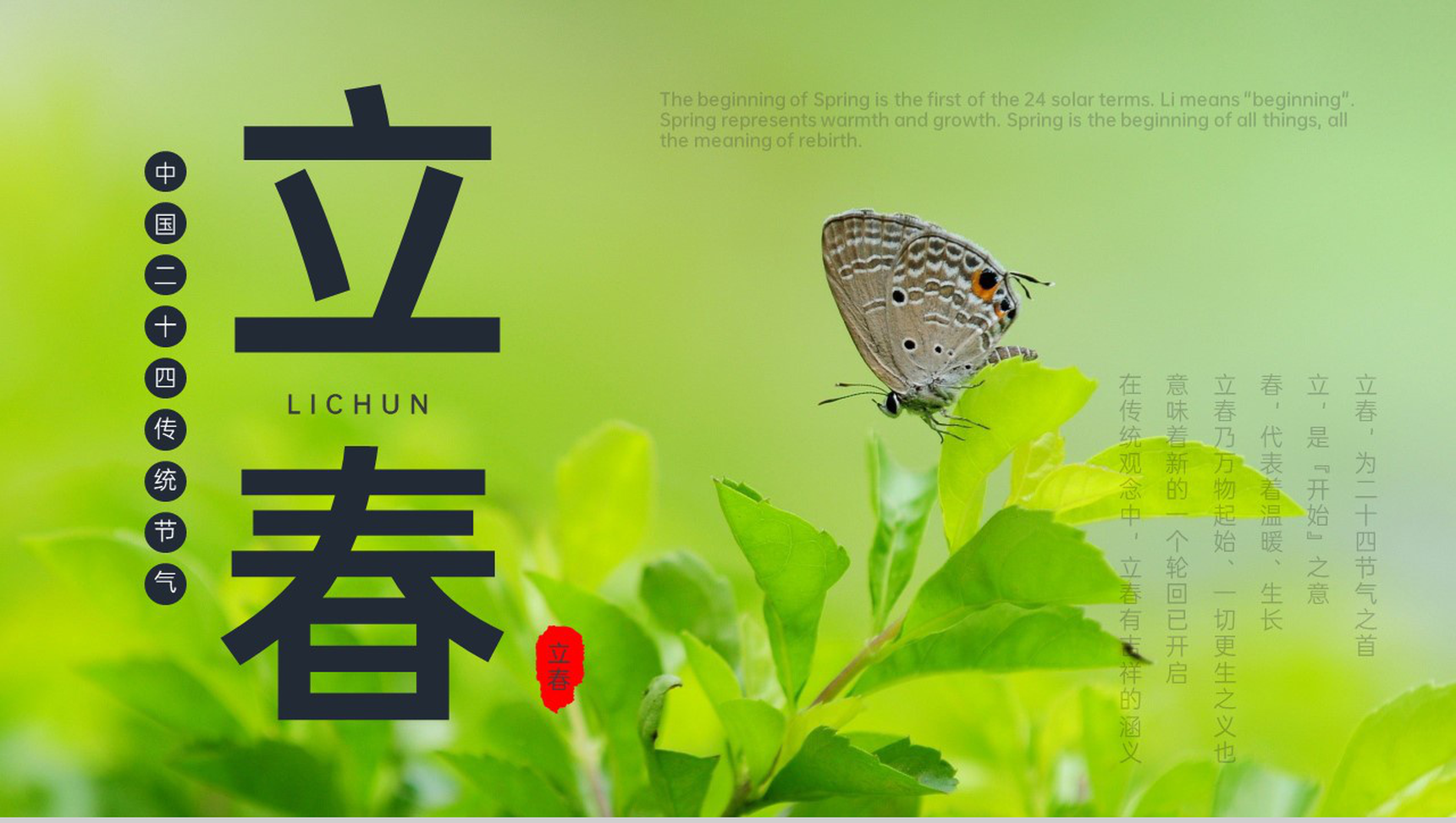 绿色简约风立春节气传统文化介绍PPT模板-网亿资源平台