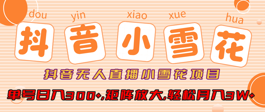 抖音无人直播，小雪花项目，单号日入300+,矩阵放大,轻松月入3W+-网亿资源平台