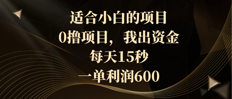 适合小白的项目，0撸项目，我出资金，每天15秒，一单利润600-网亿资源平台