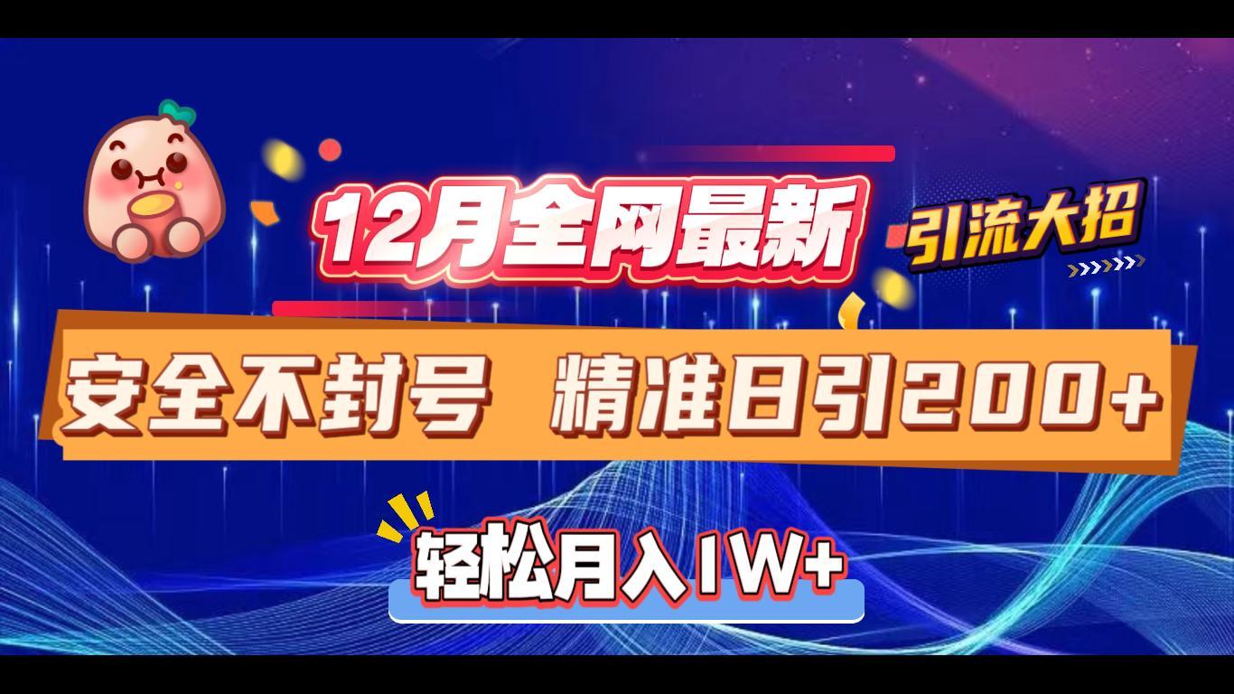 12月全网最新引流大招 安全不封号 日引精准粉200+-网亿资源平台