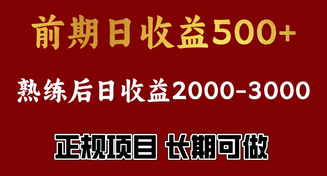 前期日收益500，熟悉后日收益2000左右，正规项目，长期能做，兼职全职都行-网亿资源平台