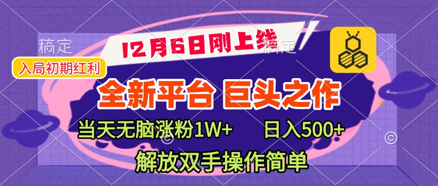 全新引流平台，巨头之作，当天无脑涨粉1W+，日入现500+，解放双手操作简单-网亿资源平台