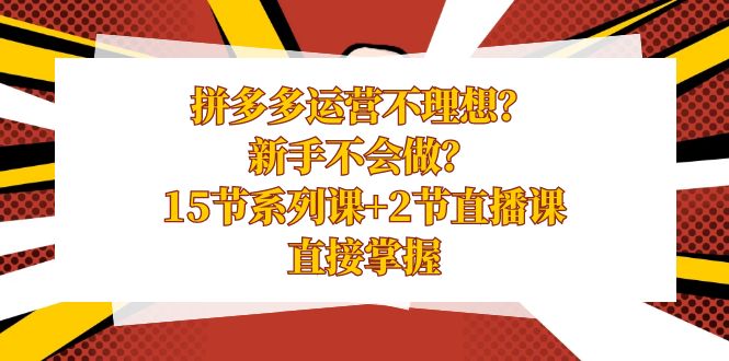拼多多运营不理想？新手不会做？15节系列课+2节直播课，直接掌握-网亿资源平台