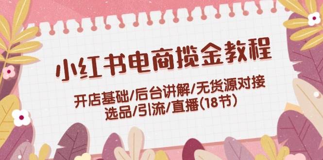 小红书电商揽金教程：开店基础/后台讲解/无货源对接/选品/引流/直播(18节)-网亿资源平台