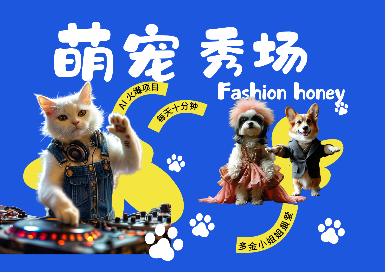 酷飒动物跳舞走秀 时尚喵FASHION汪 多金小姐姐最爱的 轻松月入破W-网亿资源平台